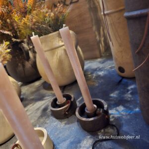 Dinnercandle Holder Leather Rope- Majestic Brown || Brynxz