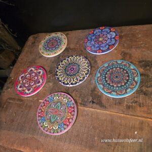 Set van 6 Onderzetters van Keramiek – Mandala