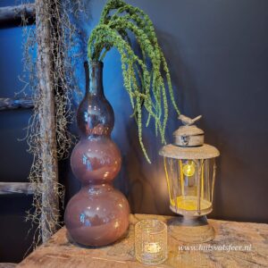 Hoge bruine vaas met smalle hals || 45 cm