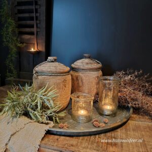 Groot metalen dienblad met ringen