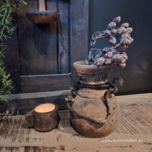 Authentieke Nepalese kruik met touw || 11 x H15 cm