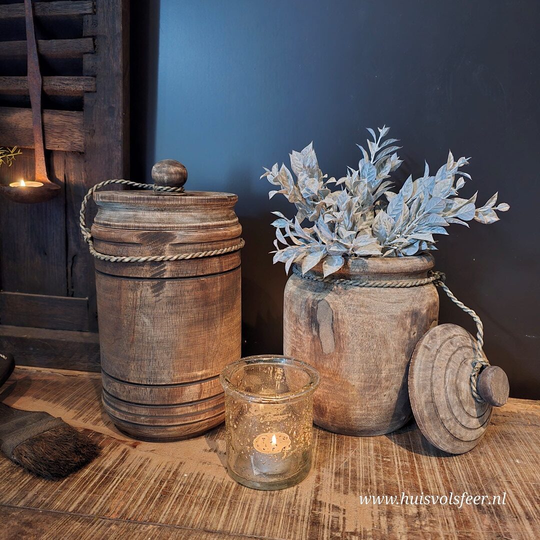Houten pot met deksel “Cooper” || 16 x H30 cm - Afbeelding 4