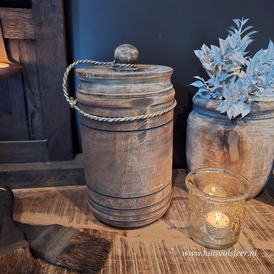 Houten pot met deksel “Cooper” || 16 x H30 cm - Afbeelding 5