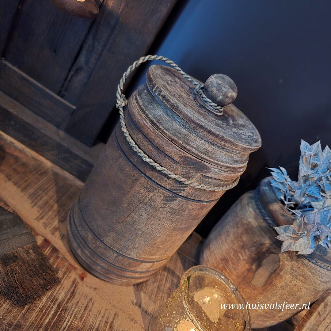 Houten pot met deksel “Cooper” || 16 x H30 cm - Afbeelding 6