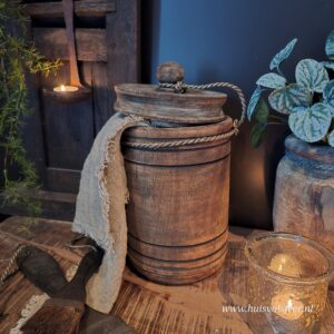 Houten pot met deksel “Cooper” || 16 x H30 cm