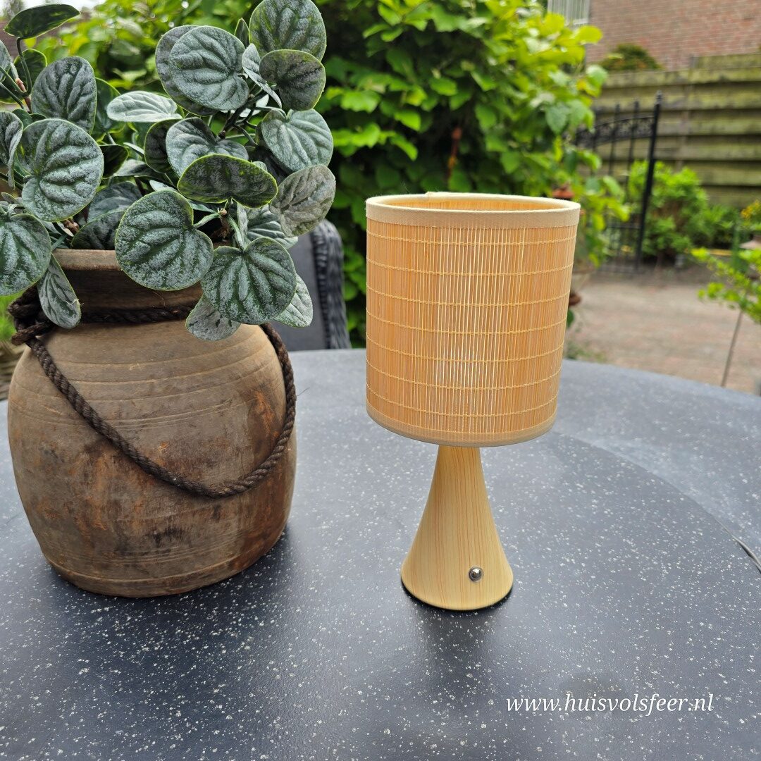 Oplaadbare Tafellamp || Bamboe Naturel - Afbeelding 8
