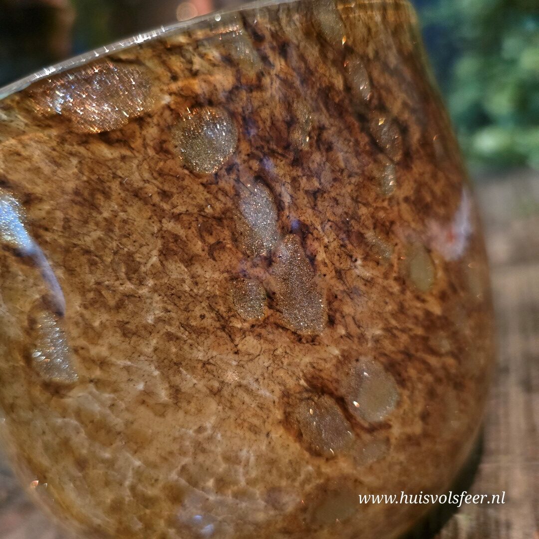 Waxinelichthouder glas- Amber Bruin || 12,5 x 12,5 cm - Afbeelding 6