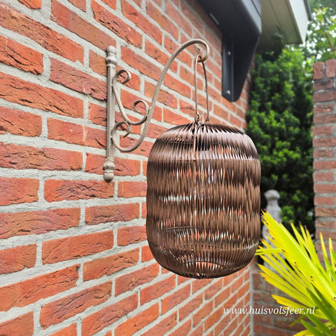 Solar Lantaarn Woven- Donkerbruin || 23x H31 cm