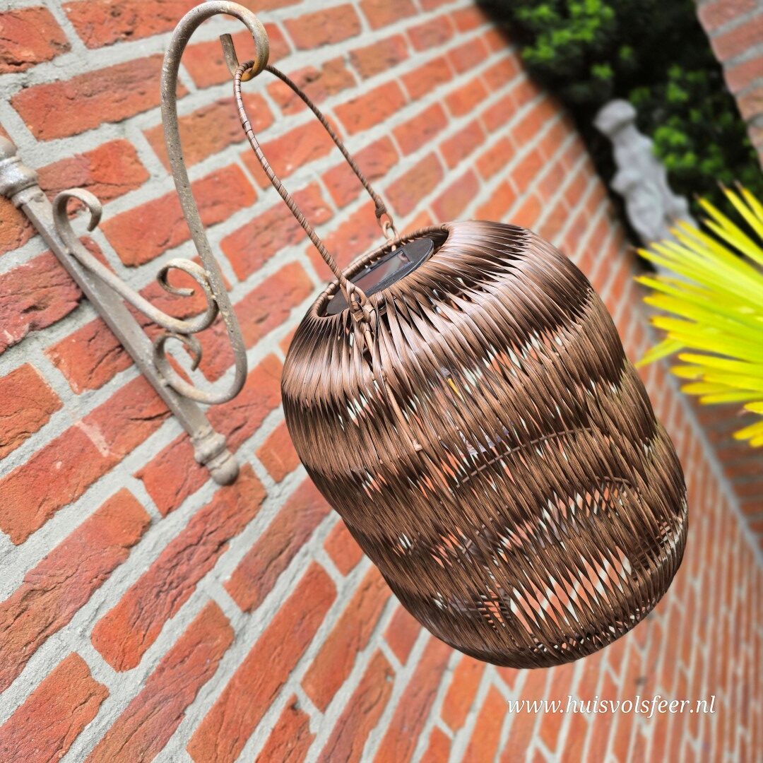Solar Lantaarn Woven- Donkerbruin || 23x H31 cm - Afbeelding 2