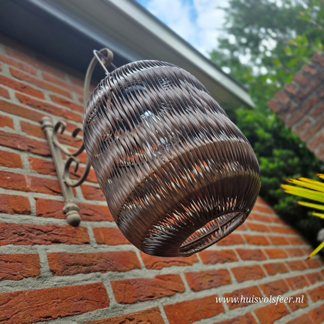 Solar Lantaarn Woven- Donkerbruin || 23x H31 cm - Afbeelding 3