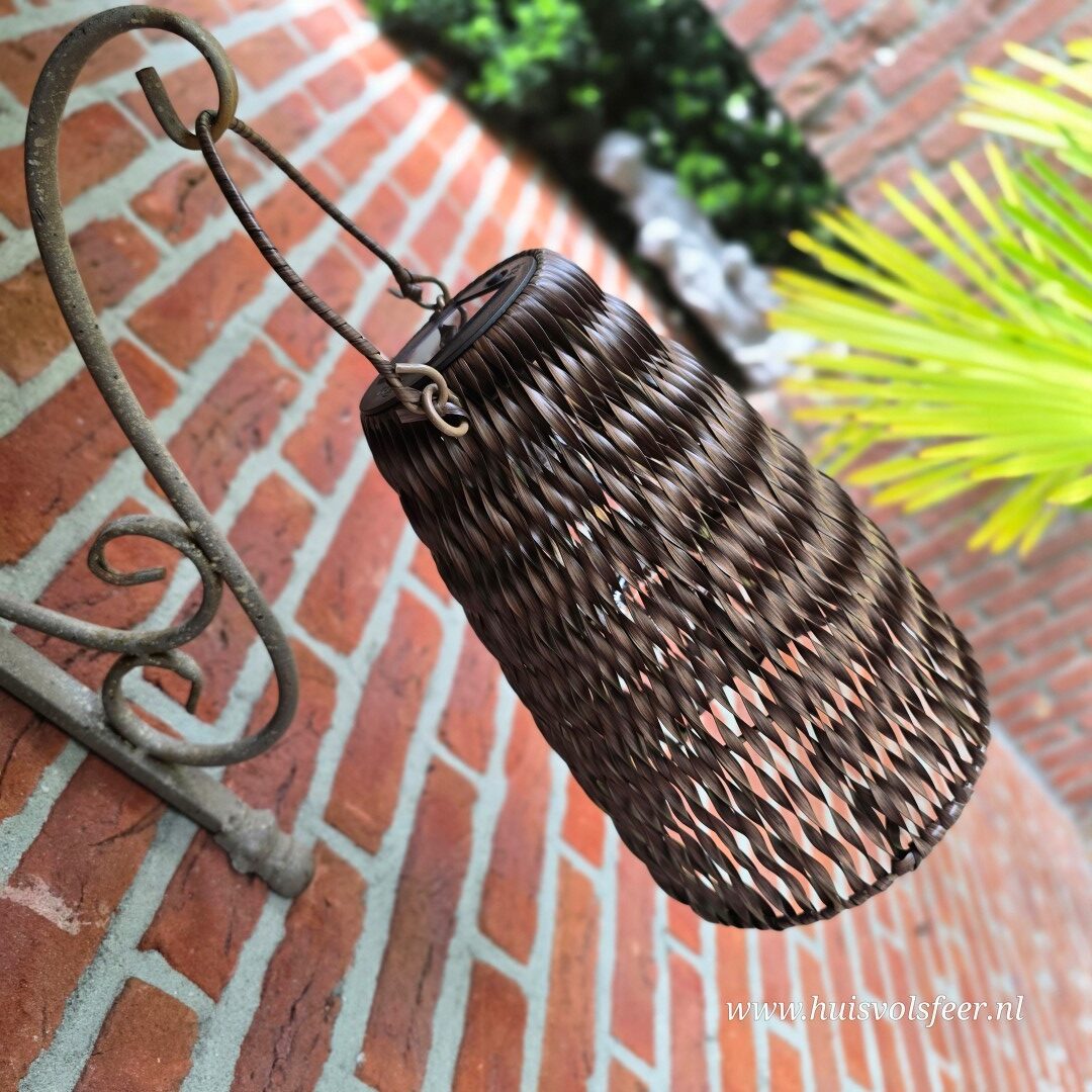Solar Lantaarn Woven- Donkerbruin || 18x H26 cm - Afbeelding 3
