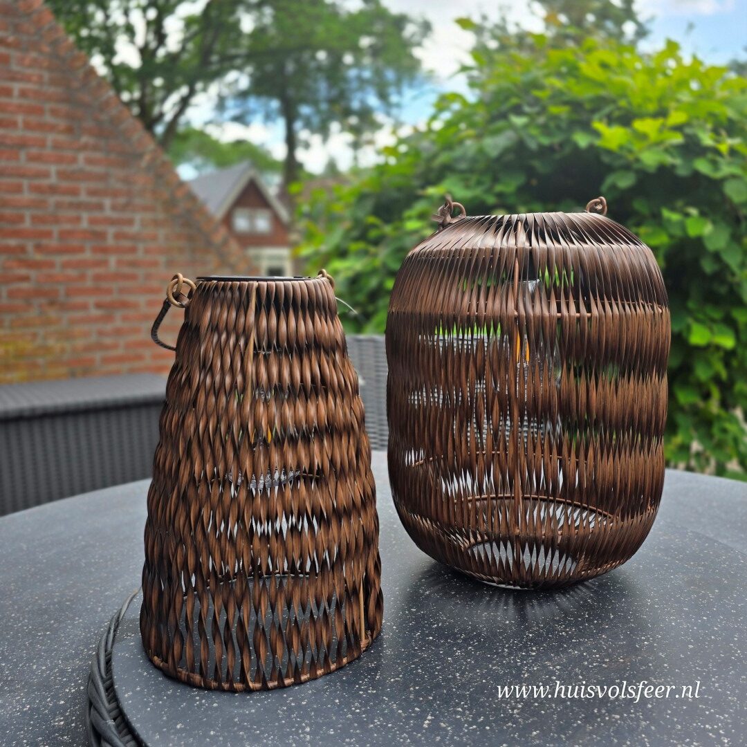 Solar Lantaarn Woven- Donkerbruin || 23x H31 cm - Afbeelding 8