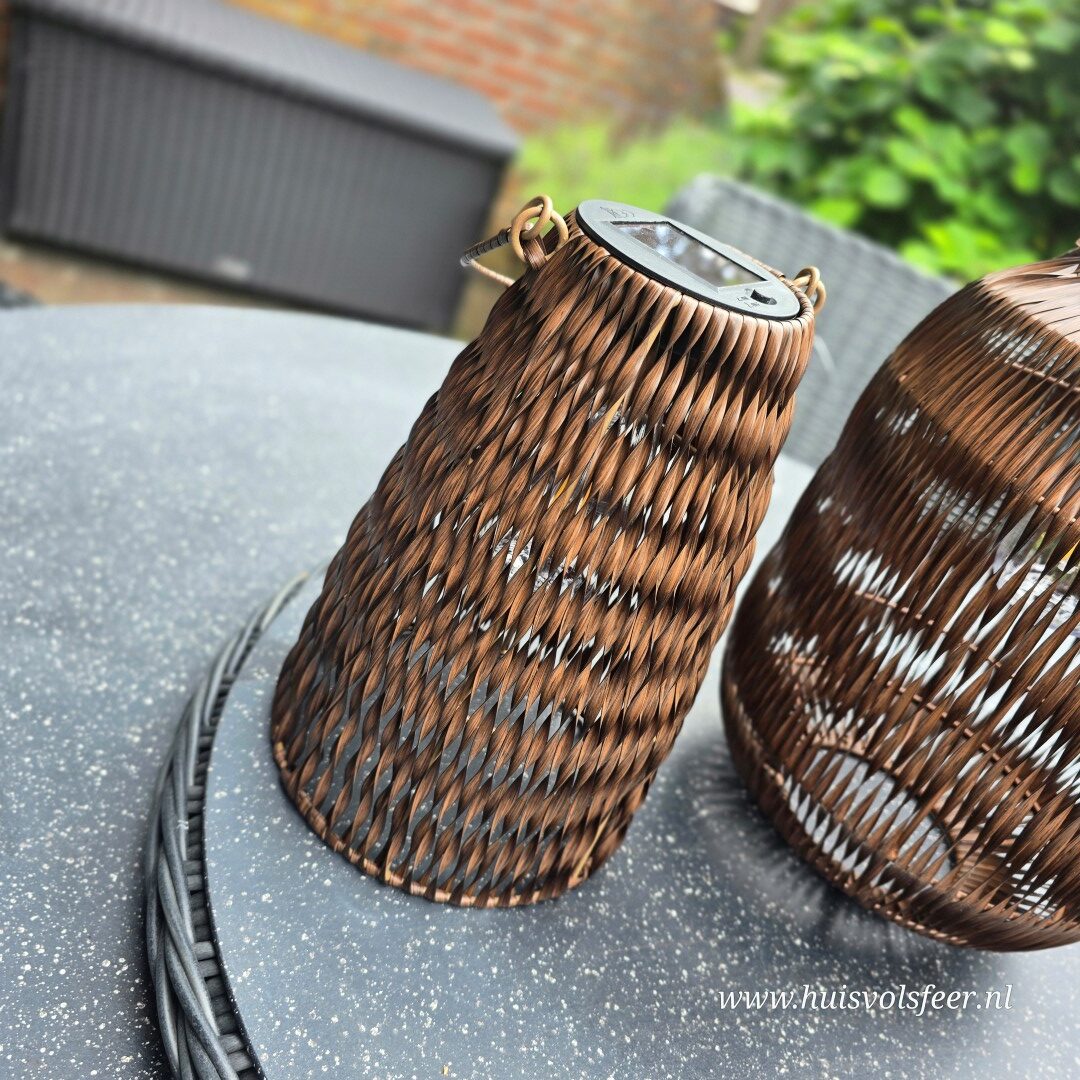 Solar Lantaarn Woven- Donkerbruin || 18x H26 cm - Afbeelding 6