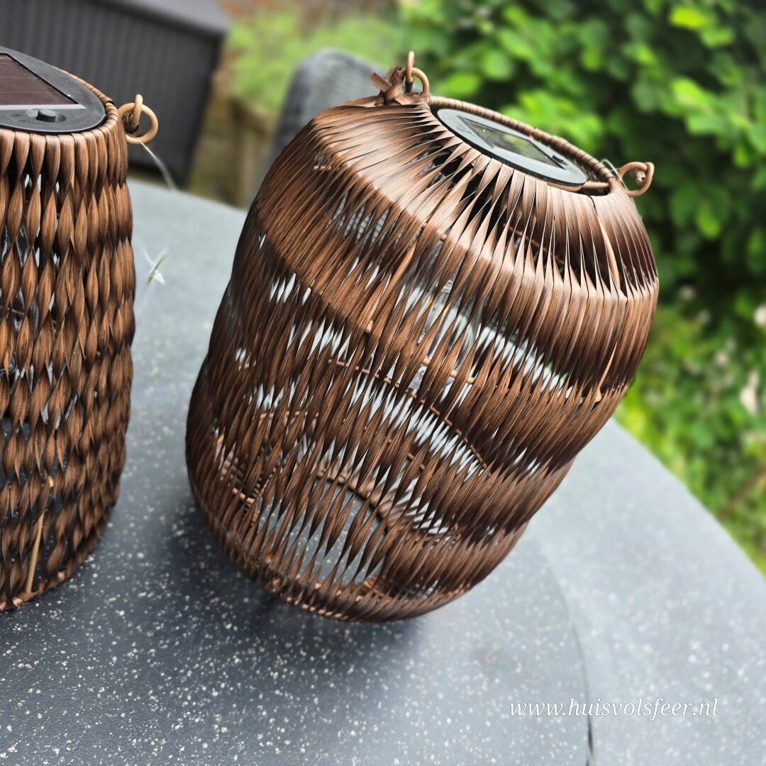Solar Lantaarn Woven- Donkerbruin || 23x H31 cm - Afbeelding 9