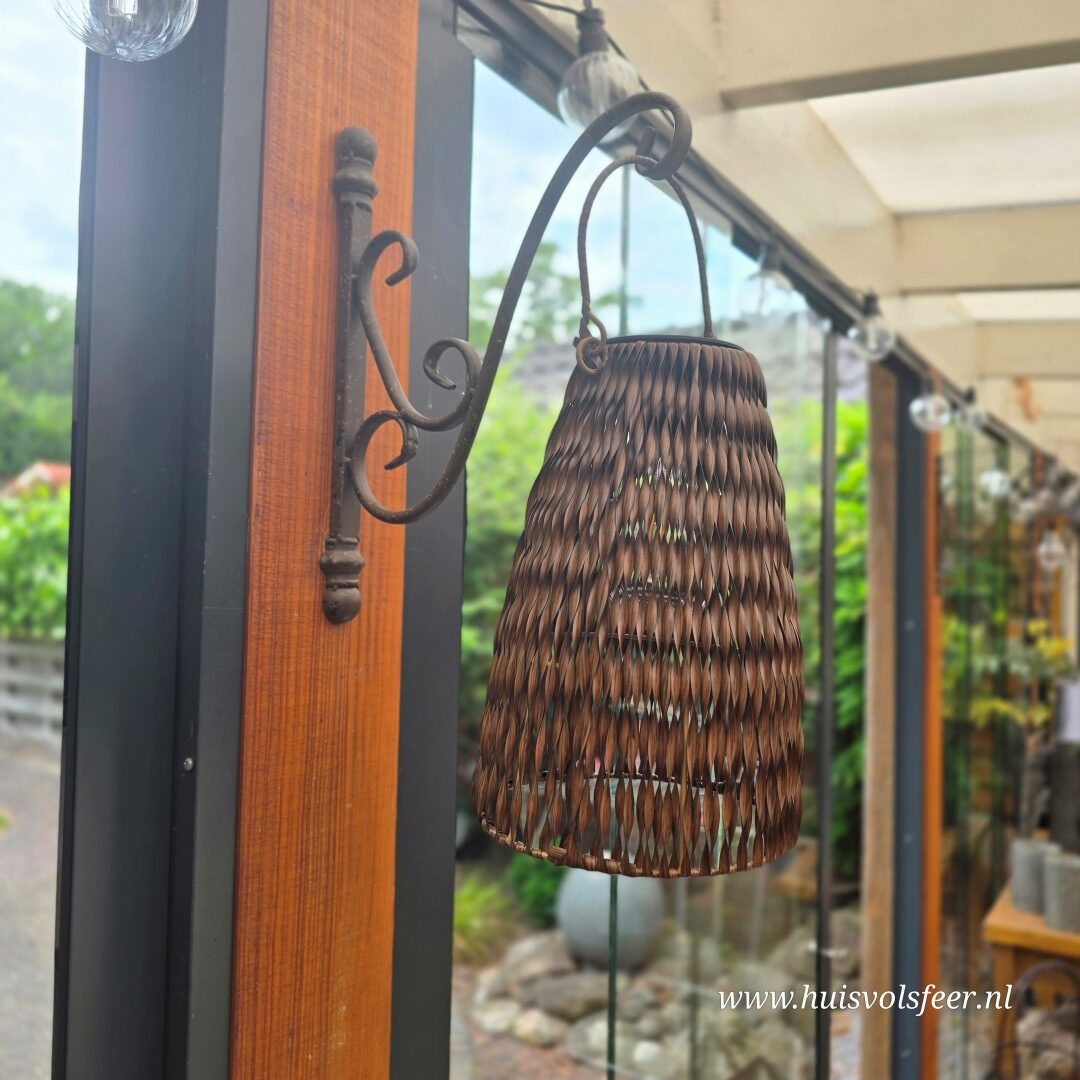 Solar Lantaarn Woven- Donkerbruin || 18x H26 cm - Afbeelding 2