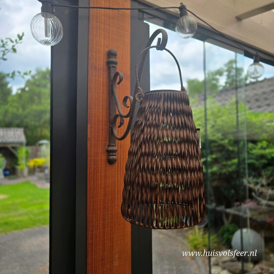 Solar Lantaarn Woven- Donkerbruin || 18x H26 cm - Afbeelding 7