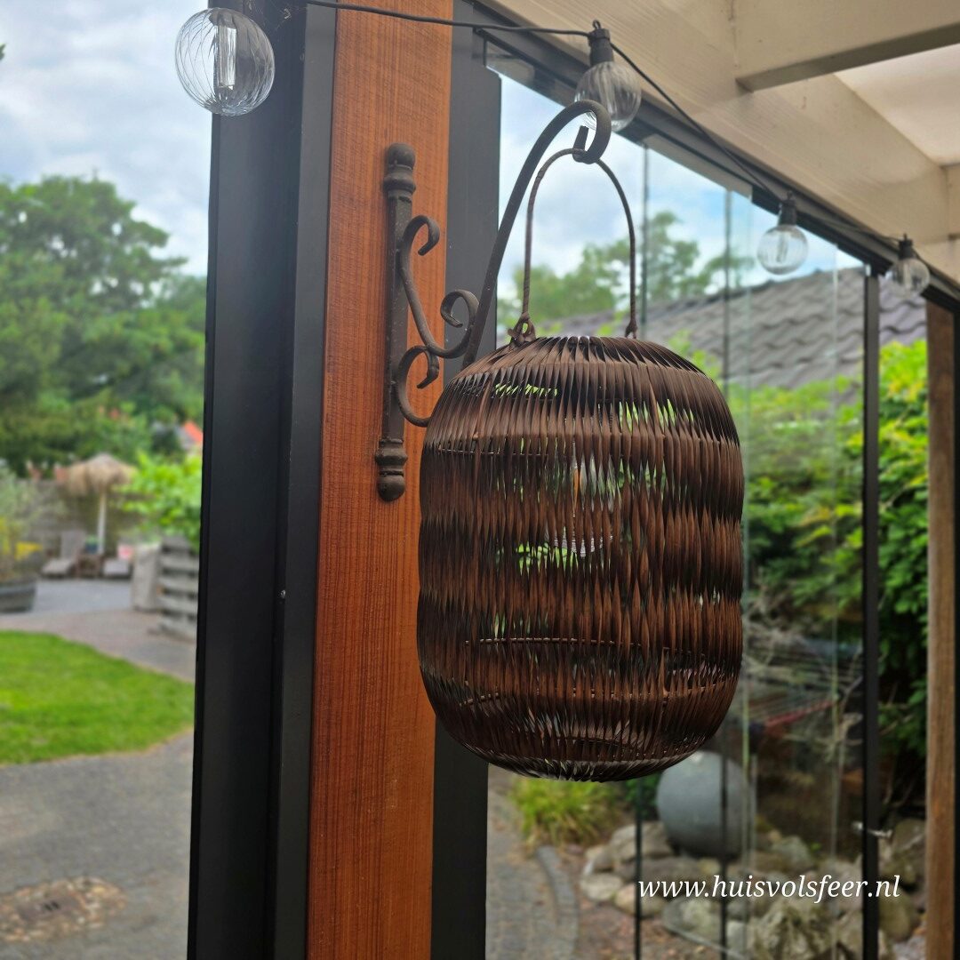 Solar Lantaarn Woven- Donkerbruin || 23x H31 cm - Afbeelding 10