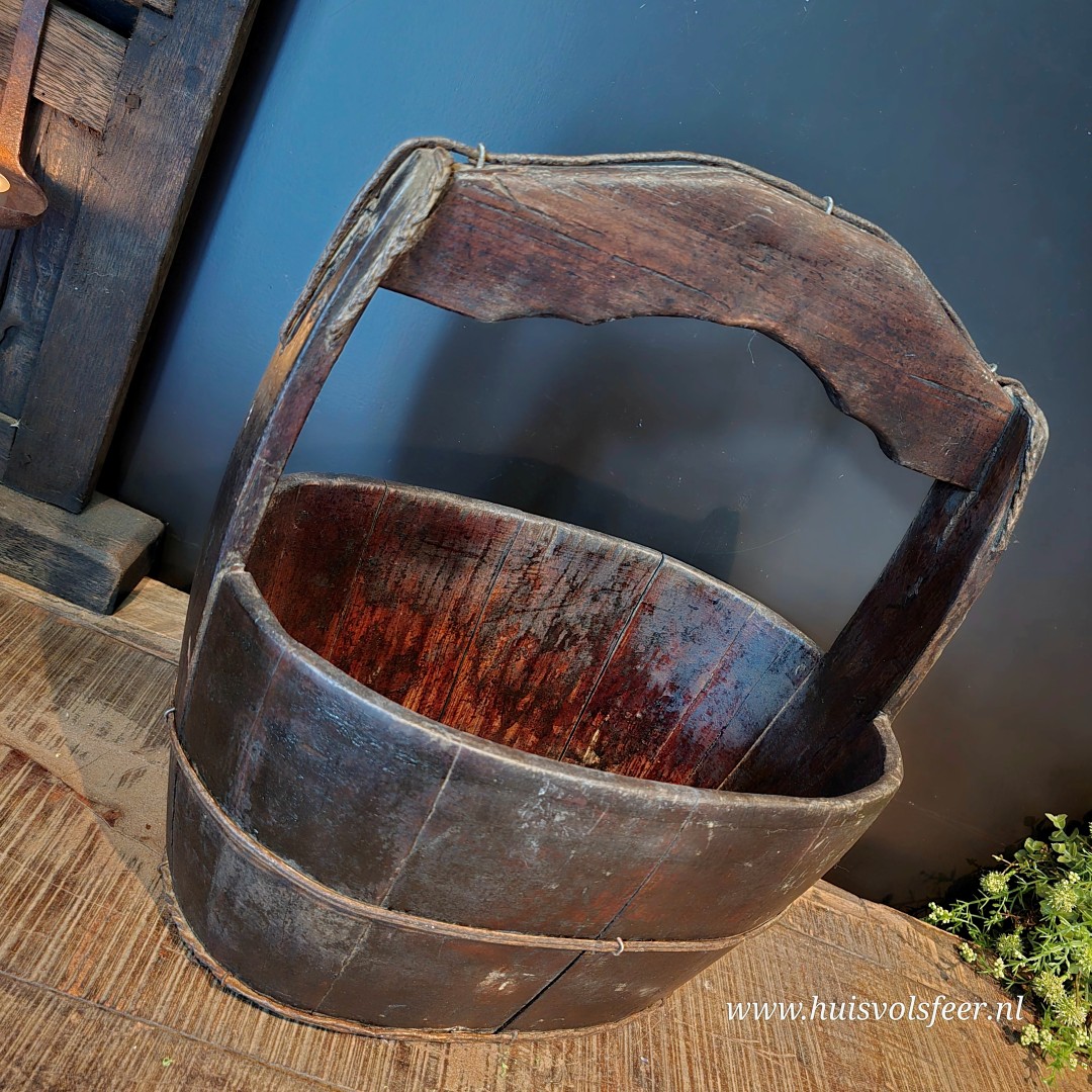 Authentieke Houten Olijfbak met Hengsel - Afbeelding 12
