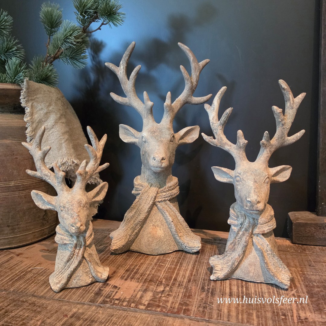 Decoratief Hert met Sjaal- Rustiek || 40 cm - Afbeelding 2