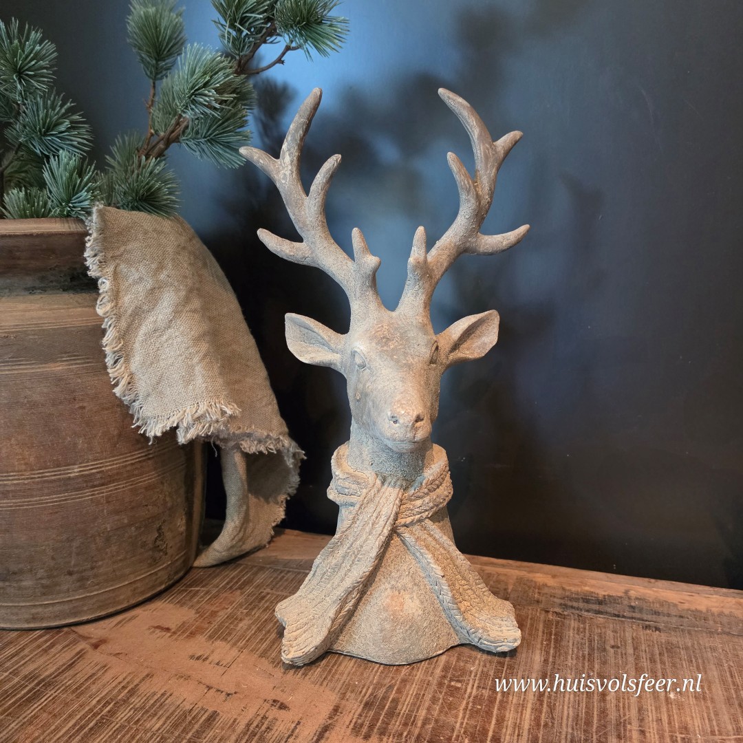 Decoratief Hert met Sjaal- Rustiek || 40 cm - Afbeelding 4