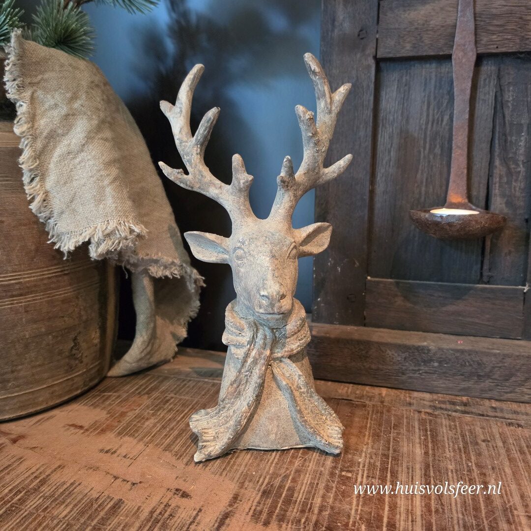 Decoratief Hert met Sjaal- Rustiek || 40 cm - Afbeelding 5