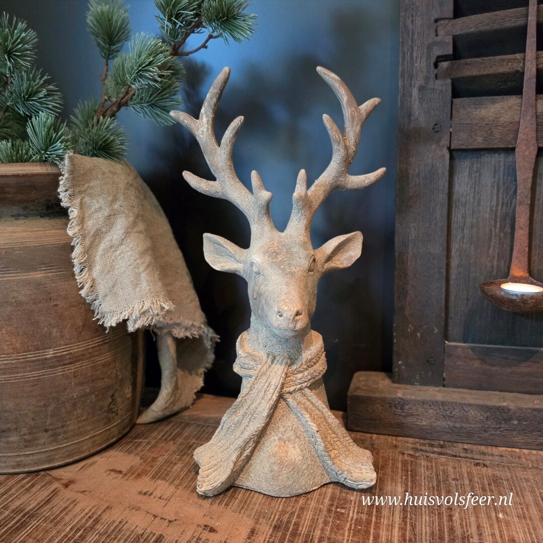 Decoratief Hert met Sjaal- Rustiek || 40 cm - Afbeelding 7
