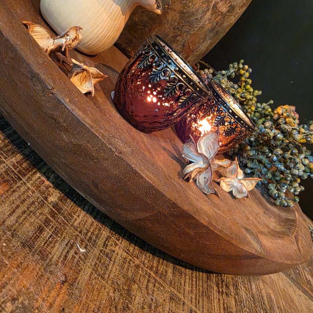 Houten schaal- Teak || 50 cm - Afbeelding 4