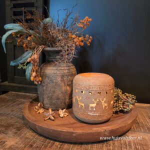Windlicht Hertjes- Roest || 16 cm
