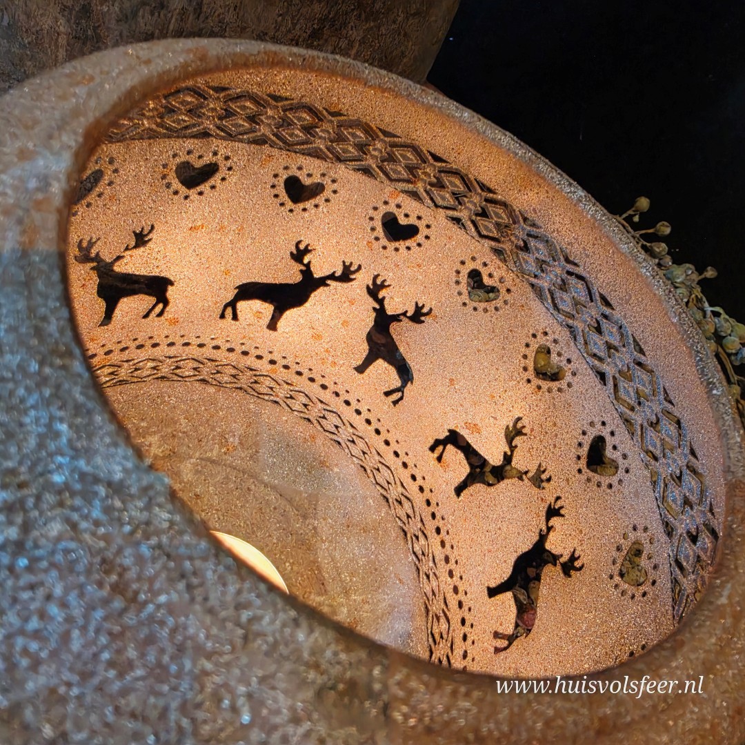 Windlicht Hertjes- Roest || 16 cm - Afbeelding 5