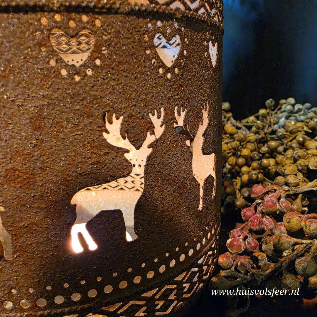 Windlicht Hertjes- Roest || 16 cm - Afbeelding 6