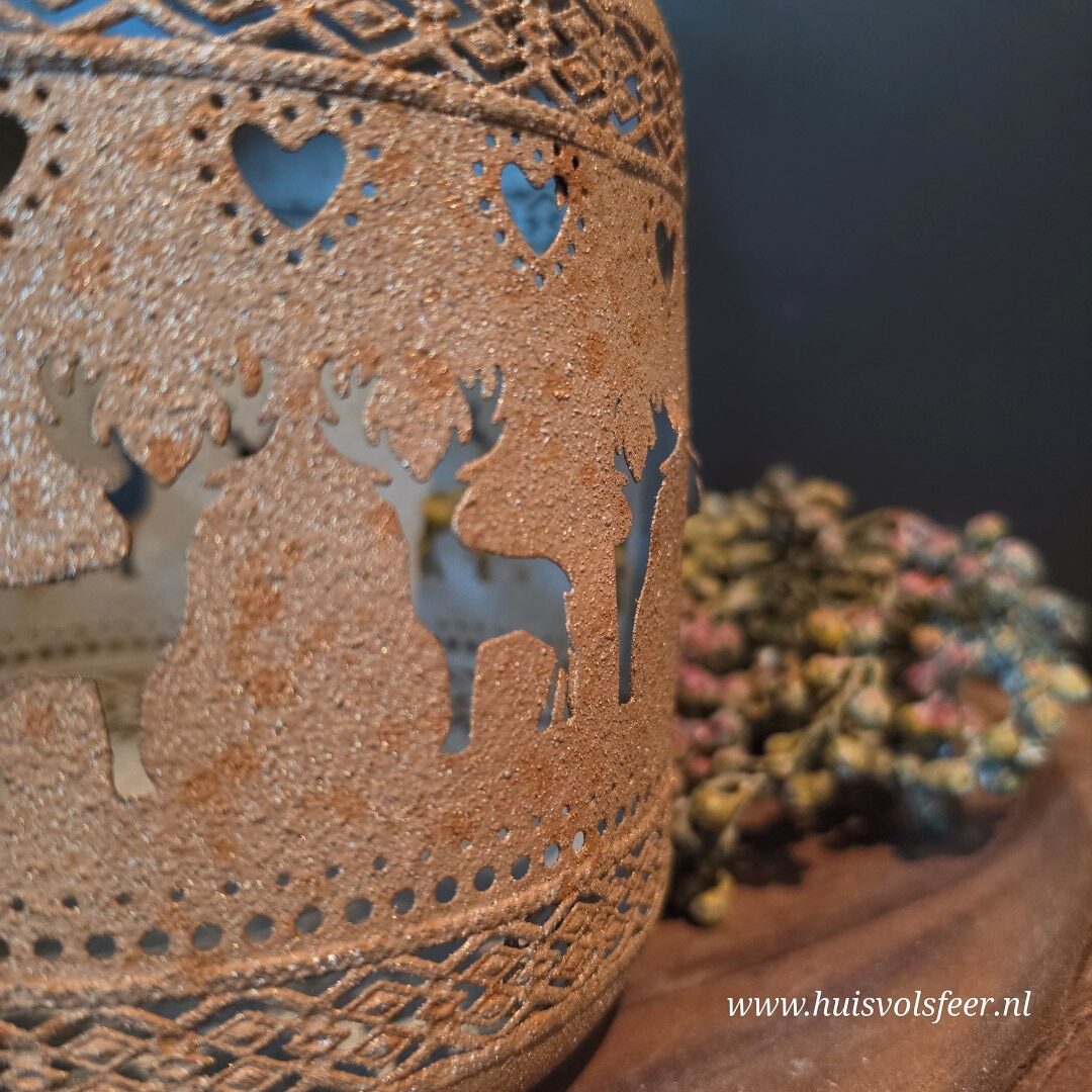 Windlicht Hertjes- Roest || 16 cm - Afbeelding 9