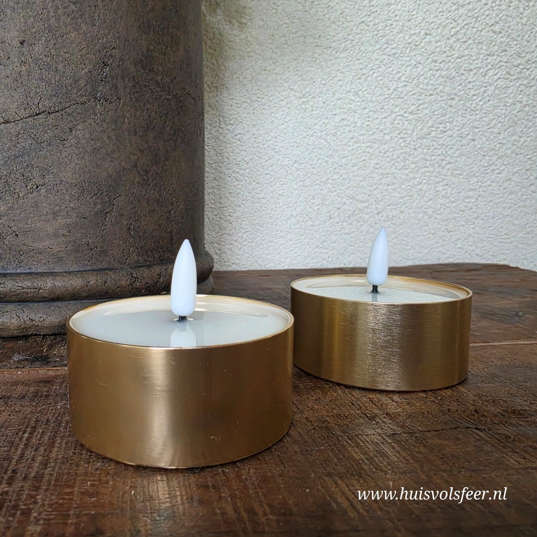 LED Waxinelichten Outdoor- Metaal Goud (2 stuks) || Deluxe Homeart - Afbeelding 8