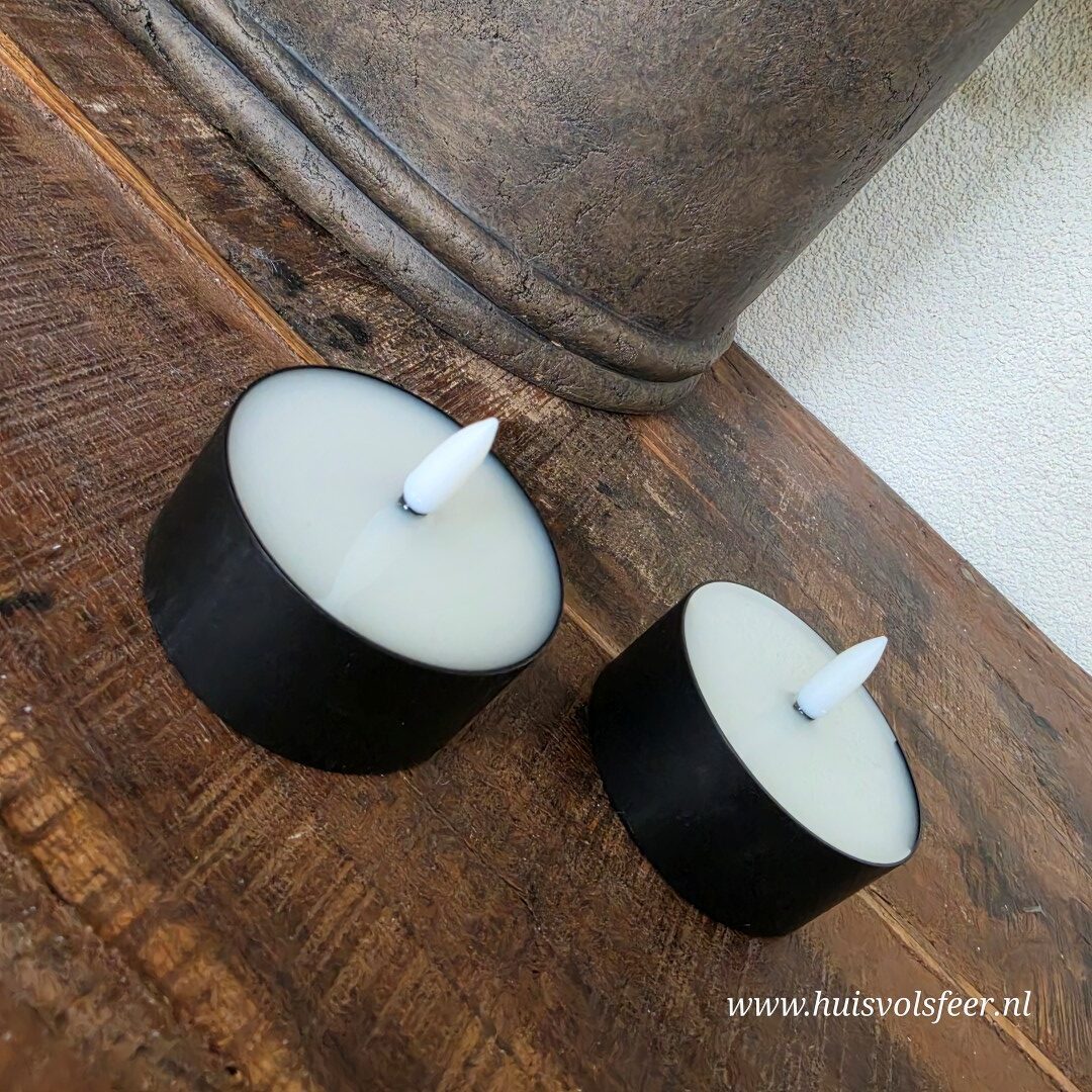 LED Waxinelichten Outdoor- Metaal Zwart (2 stuks) || Deluxe Homeart - Afbeelding 8