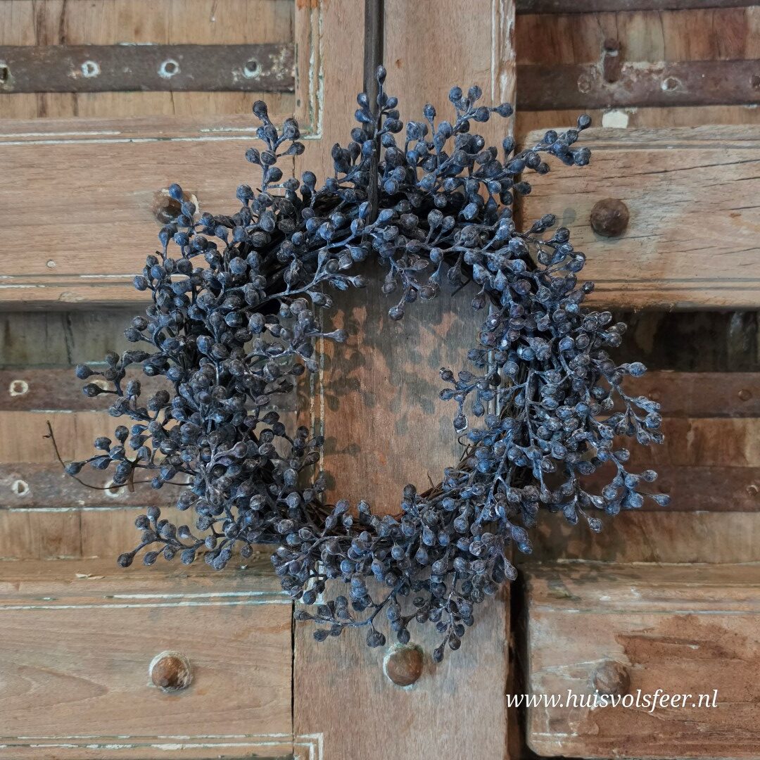Kunst Krans van Dadeltakken- Paars/ Zwart (ingedroogd) || 30 cm - Afbeelding 6