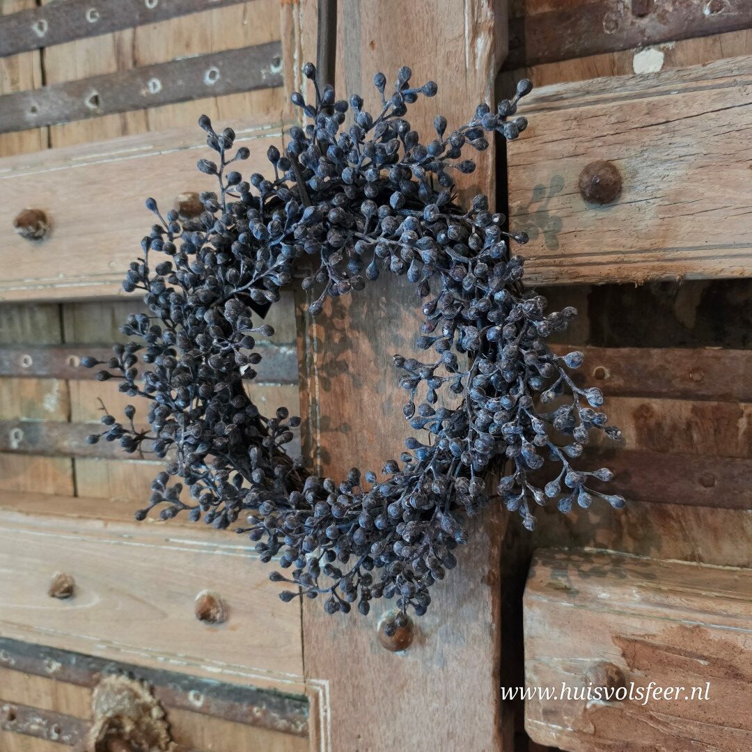Kunst Krans van Dadeltakken- Paars/ Zwart (ingedroogd) || 30 cm - Afbeelding 7