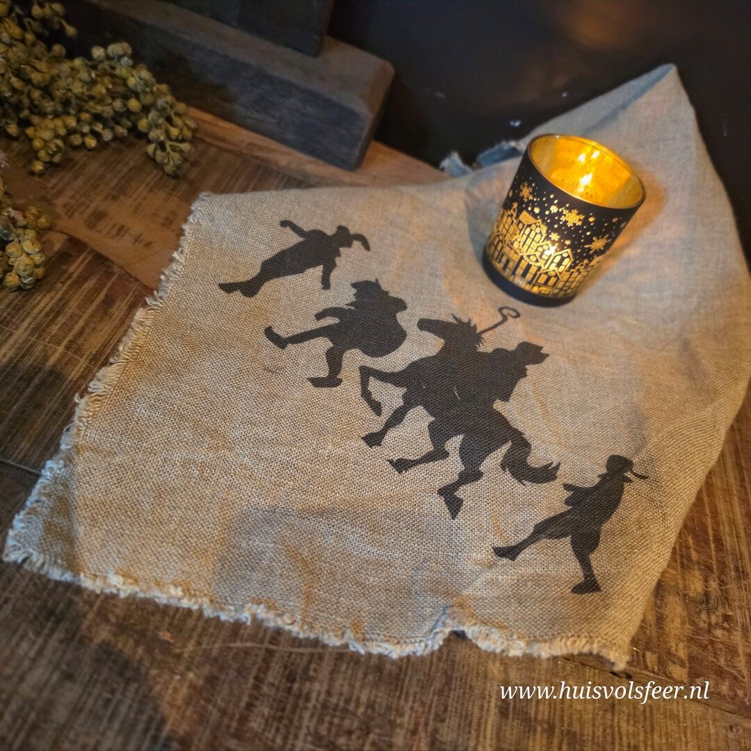 Linnen Shabby Doek- Sinterklaas & Pietjes || Eigen Label - Afbeelding 4