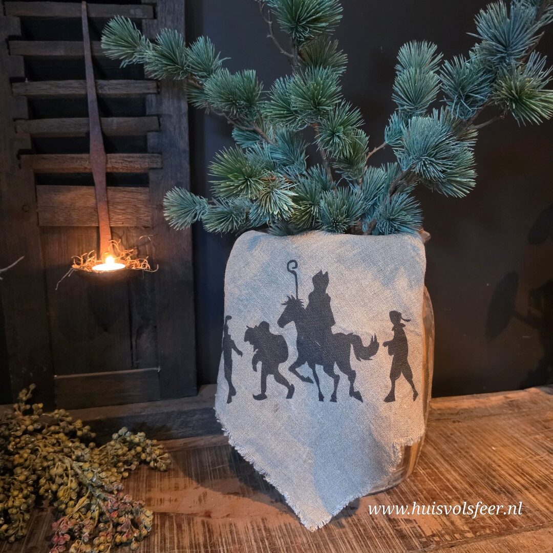 Linnen Shabby Doek- Sinterklaas & Pietjes || Eigen Label - Afbeelding 5