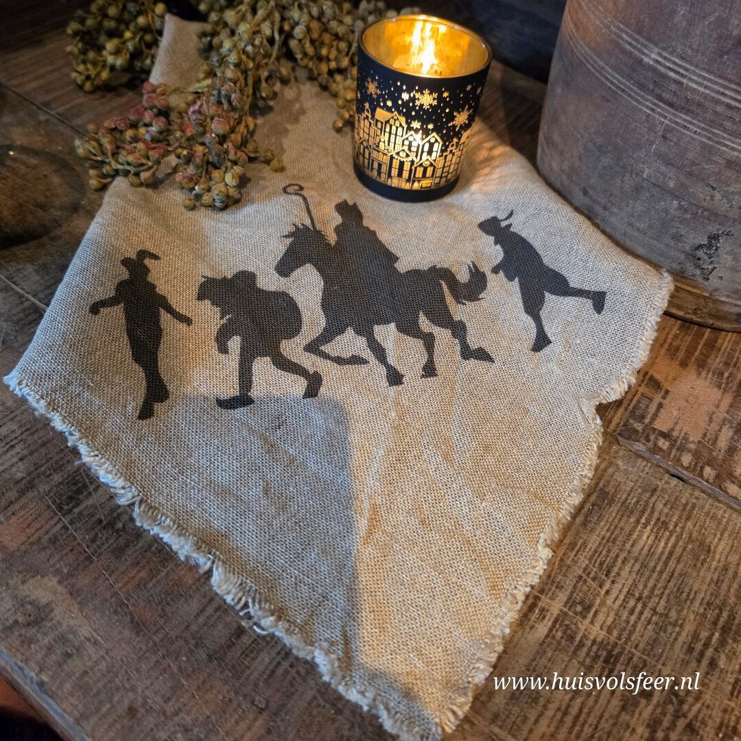 Linnen Shabby Doek- Sinterklaas & Pietjes || Eigen Label - Afbeelding 6