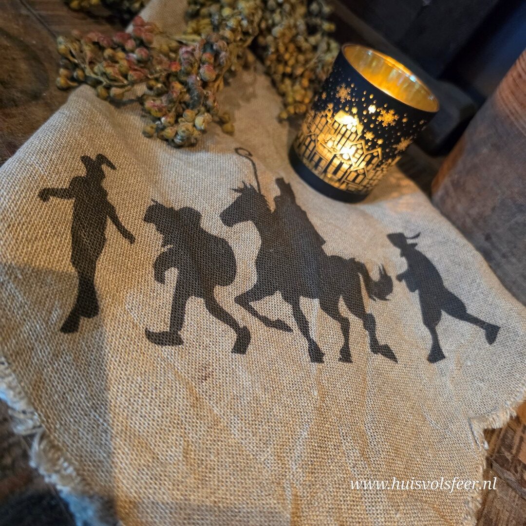 Linnen Shabby Doek- Sinterklaas & Pietjes || Eigen Label - Afbeelding 7