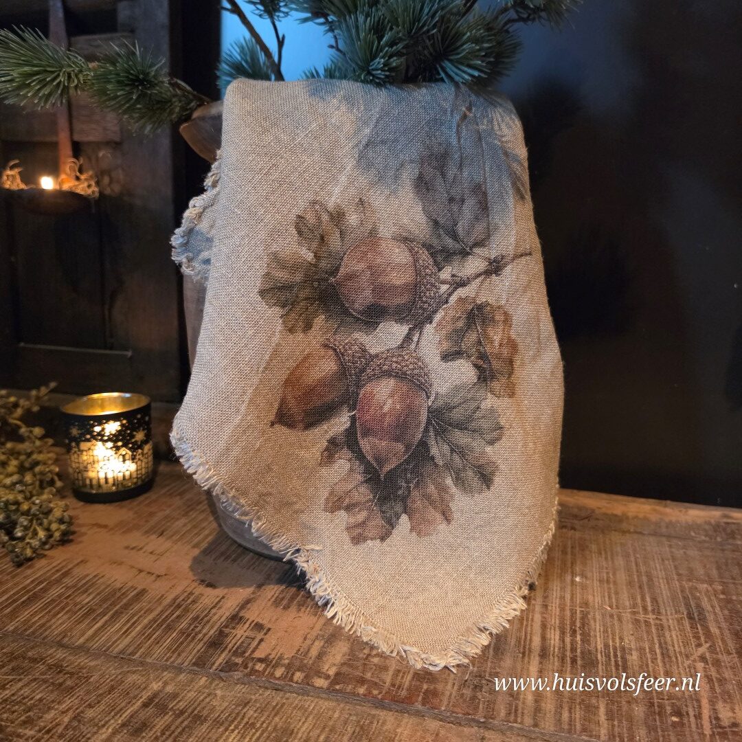 Linnen Shabby Doek New || Herfst Eikeltjes - Afbeelding 4