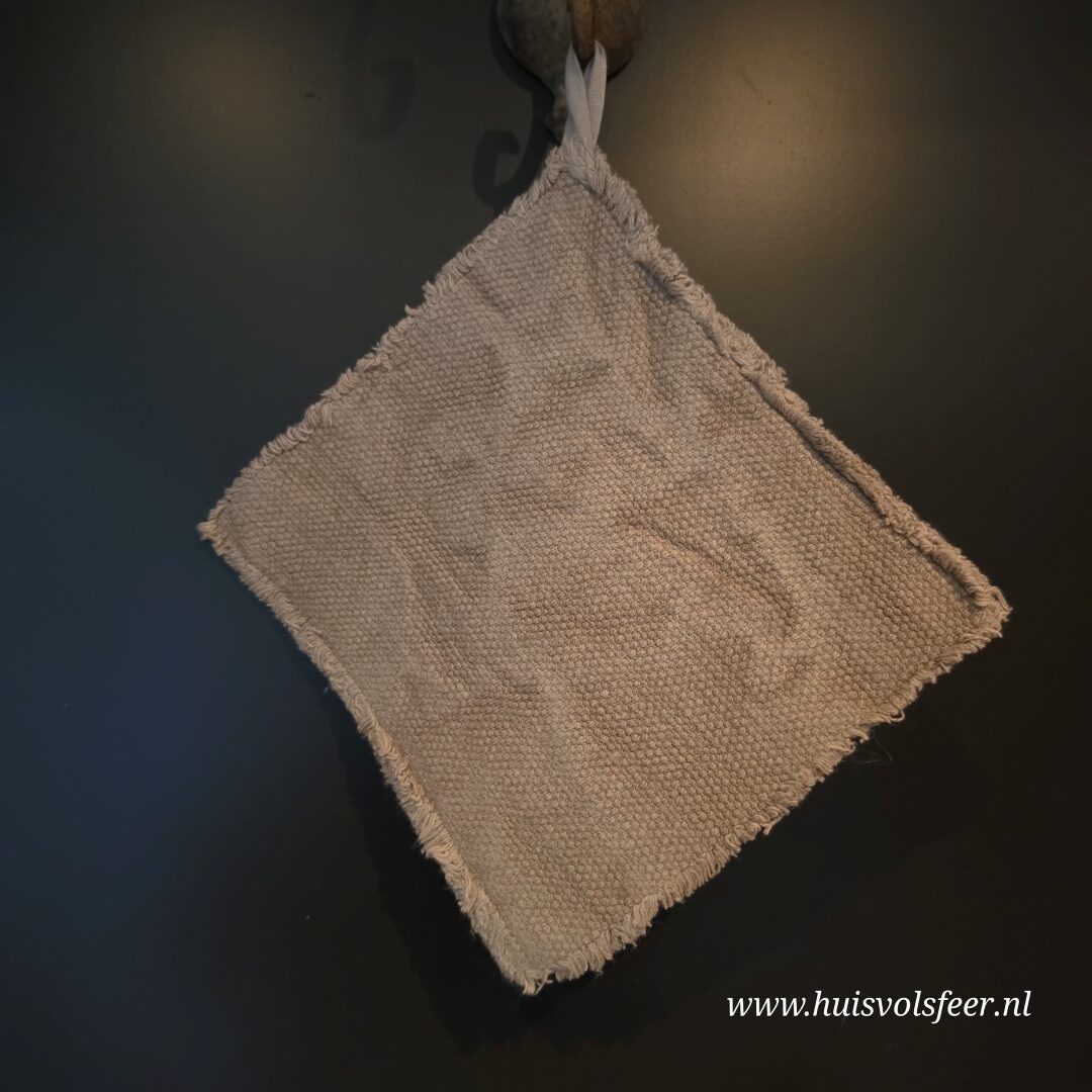 Set van 2 pannenlappen- Linnen Naturel || 25×25 cm - Afbeelding 6