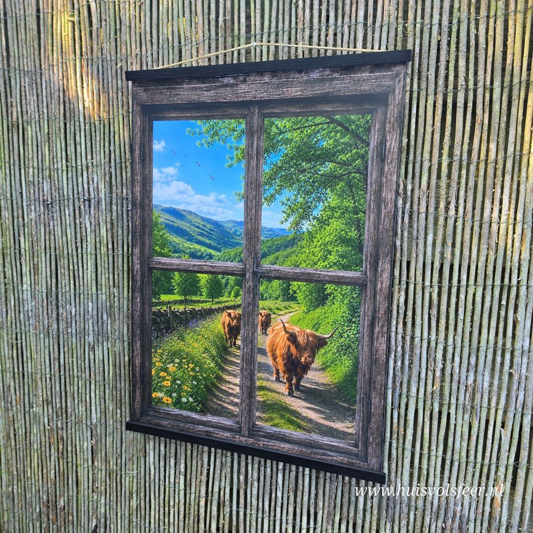 Tuinposter Raam- Zomer Hooglanders || 50 x 70 cm - Afbeelding 4