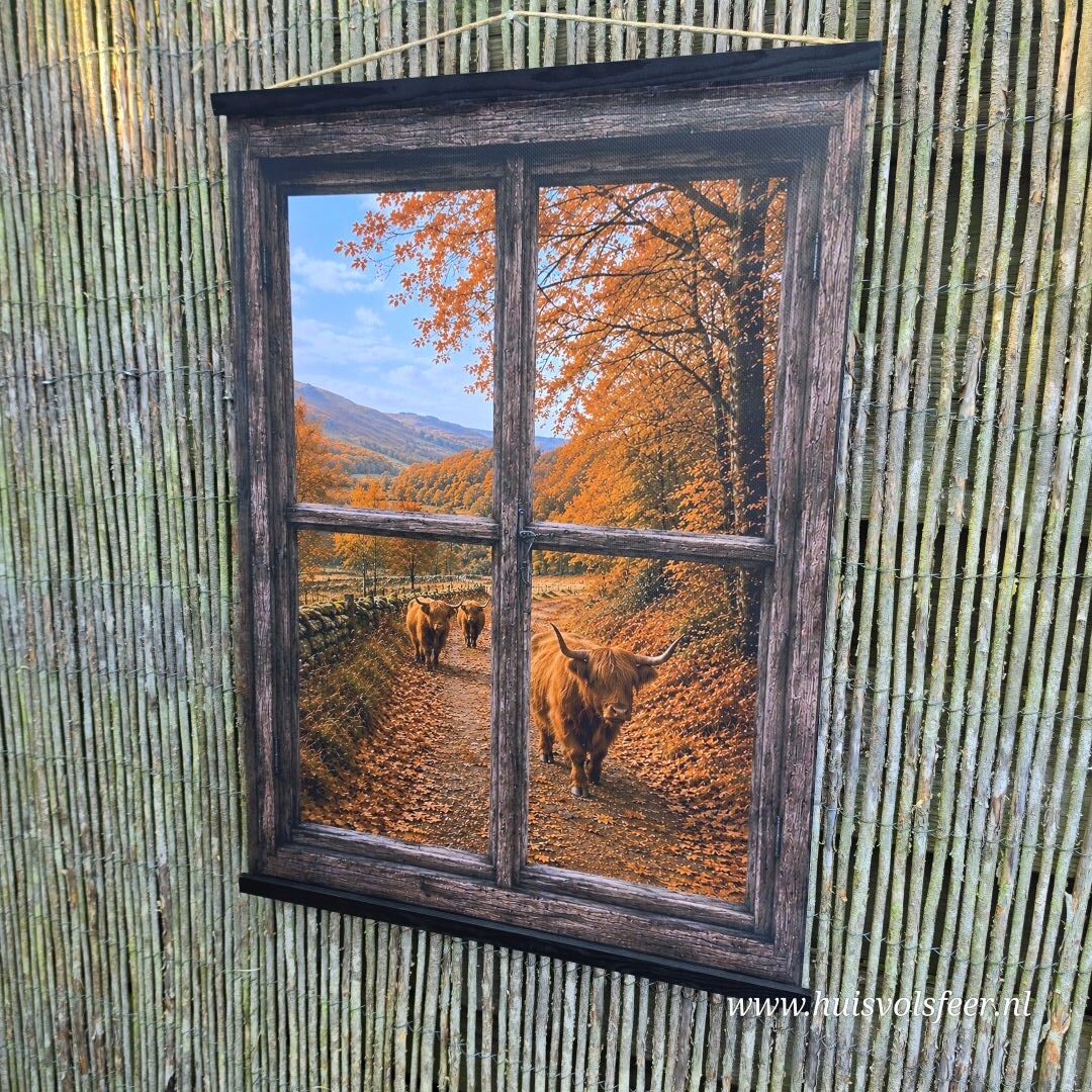 Tuinposter Raam- Herfst Hooglanders || 50 x 70 cm - Afbeelding 4