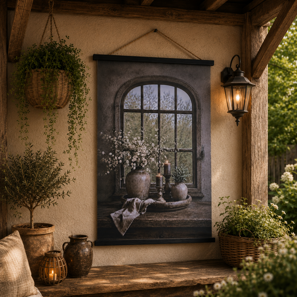 Tuinposter Landelijk Venster || 50 x 70 cm - Afbeelding 2