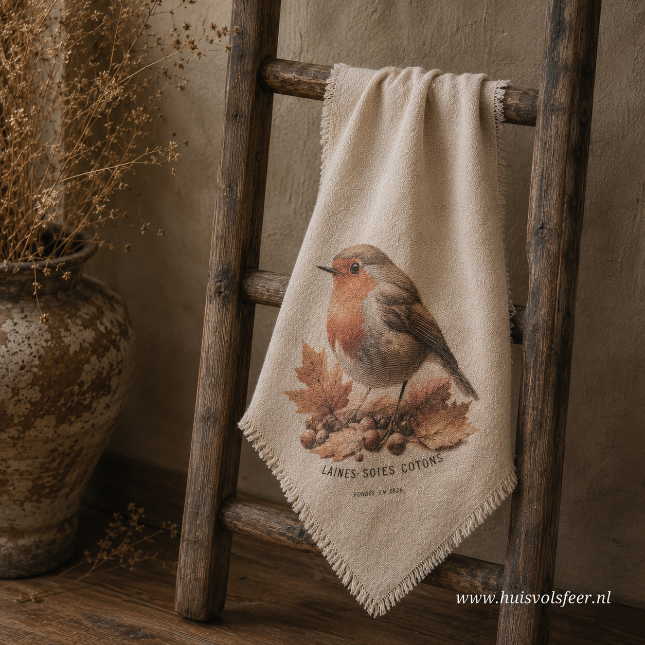 Linnen Shabby Doek New || Herfst Roodborstje - Afbeelding 5