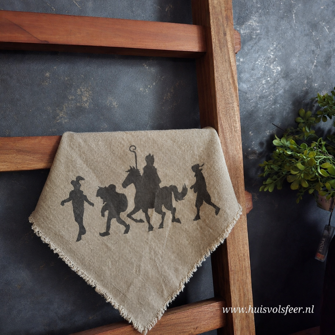 Linnen Shabby Doek- Sinterklaas & Pietjes || Eigen Label - Afbeelding 2