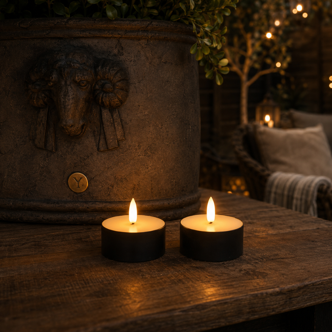 LED Waxinelichten Outdoor- Metaal Zwart (2 stuks) || Deluxe Homeart - Afbeelding 4