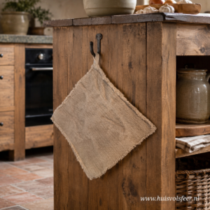 Set van 2 pannenlappen- Linnen Naturel || 25×25 cm