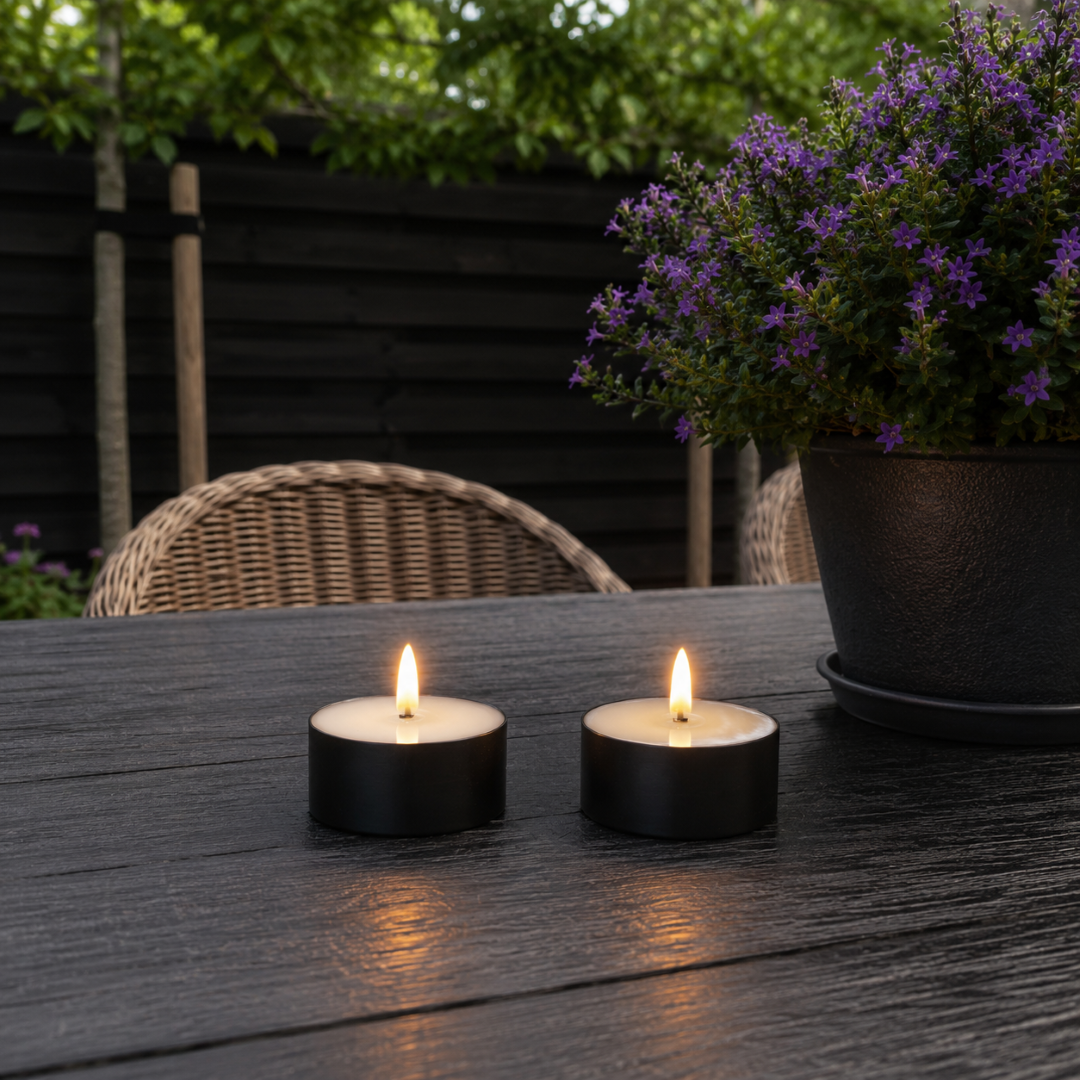 LED Waxinelichten Outdoor- Metaal Zwart (2 stuks) || Deluxe Homeart