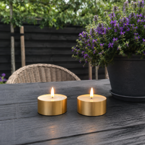 LED Waxinelichten Outdoor- Metaal Goud (2 stuks) || Deluxe Homeart